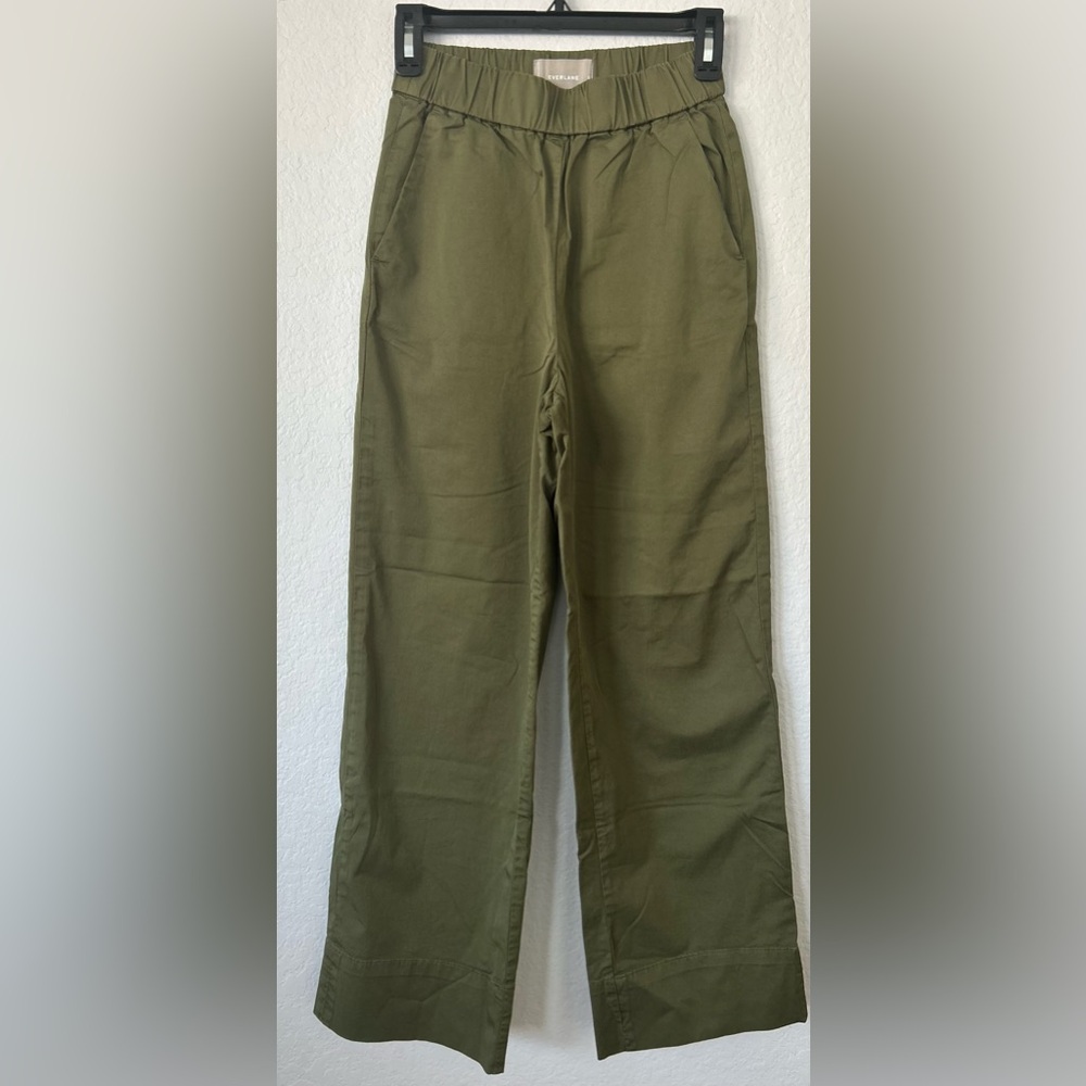 Everlane Womens easy pants, Olive Green Wide-Leg Pants, size 0